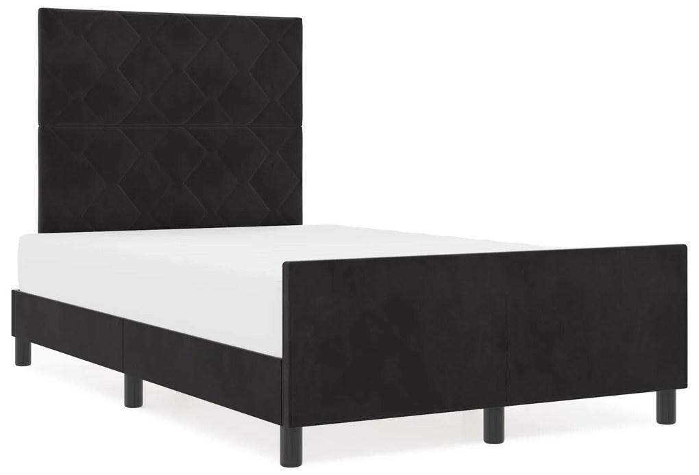 Estrutura de Cama de Veludo Preto vidaXL 120x200 cm
