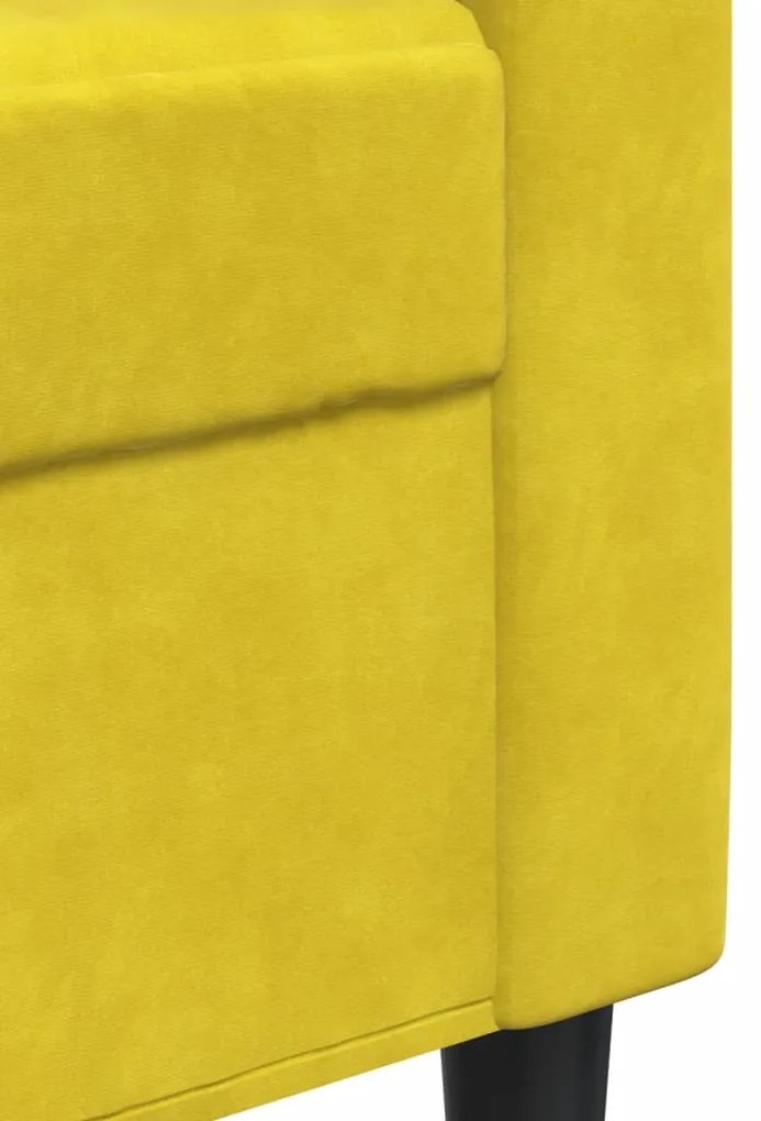 Sofá de 3 lugares 210 cm veludo amarelo