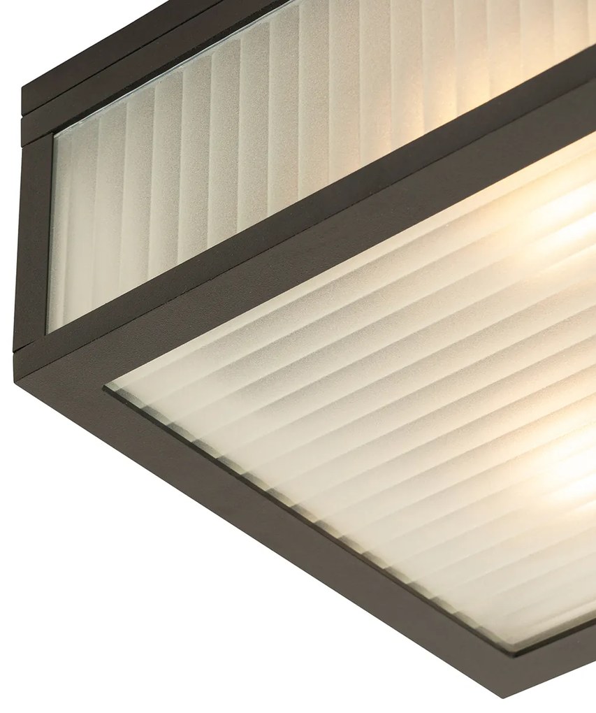 LED Plafon de exterior inteligente preto com vidro canelado incl. WiFi A60 - Charlois Moderno