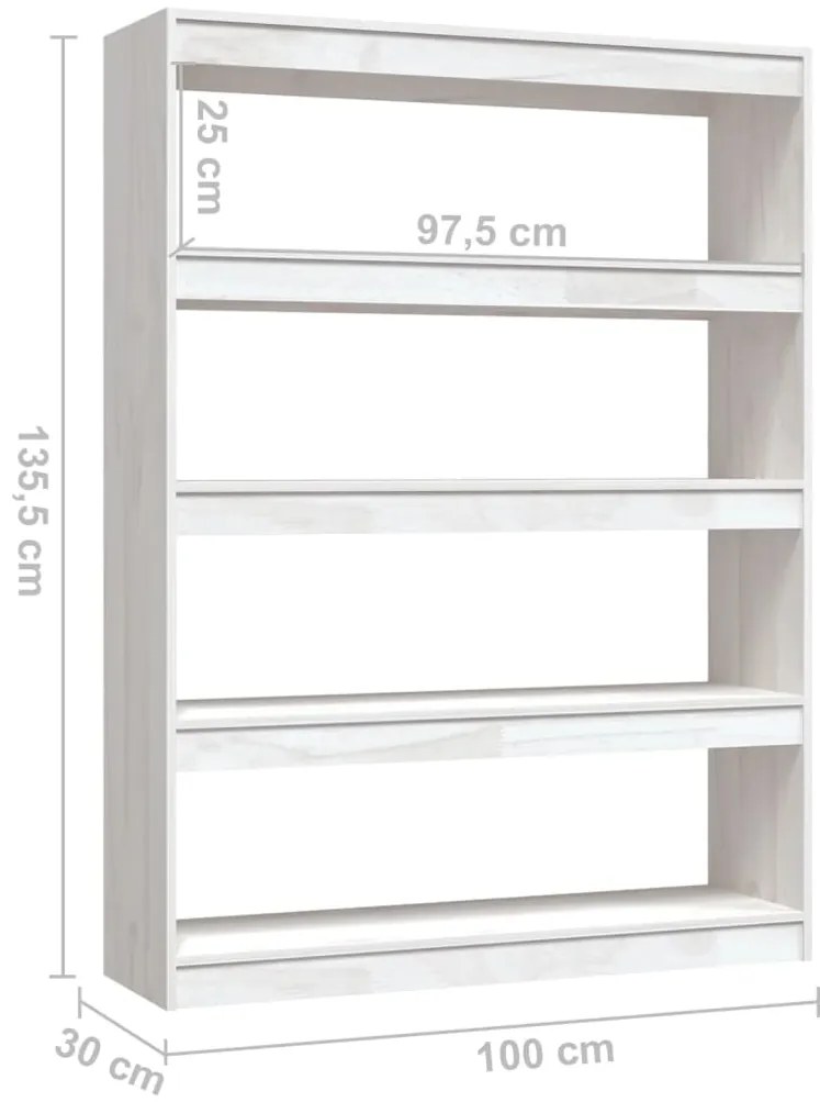 Estante/divisória 100x30x135,5 cm pinho maciço branco