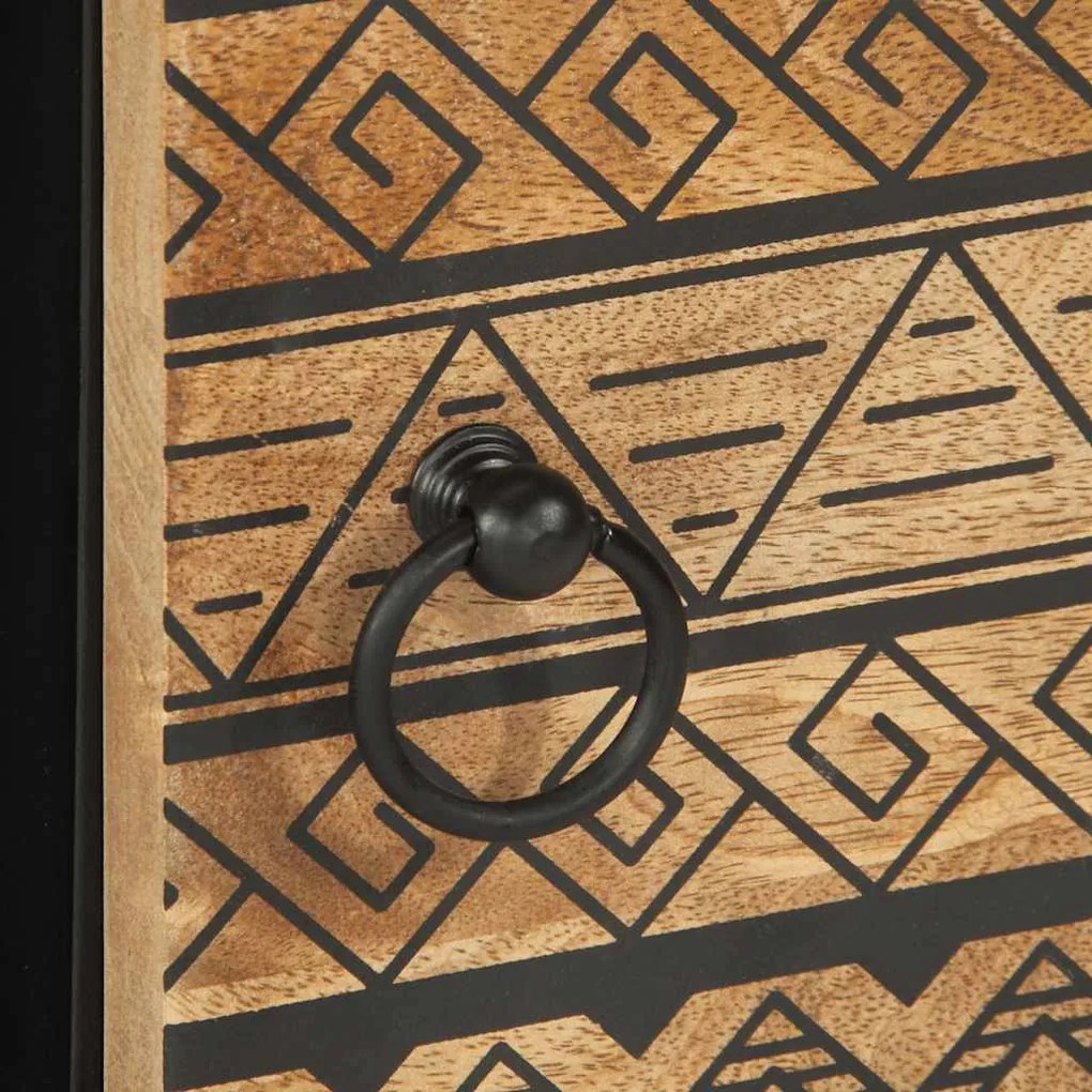 Mesa de centro 80x50x40cm madeira mangueira áspera maciça preto