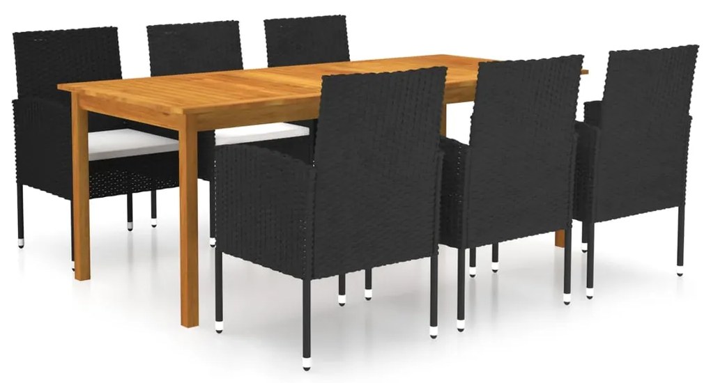 vidaXL 7 pcs conjunto de jantar para jardim preto