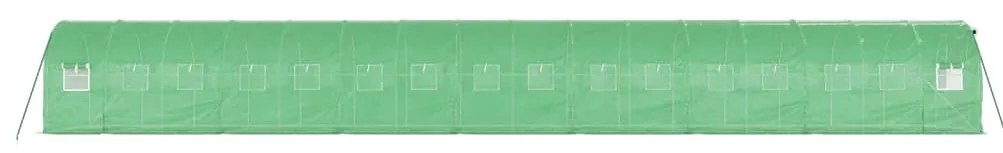 Estufa com estrutura de aço 32 m² 16x2x2 m verde