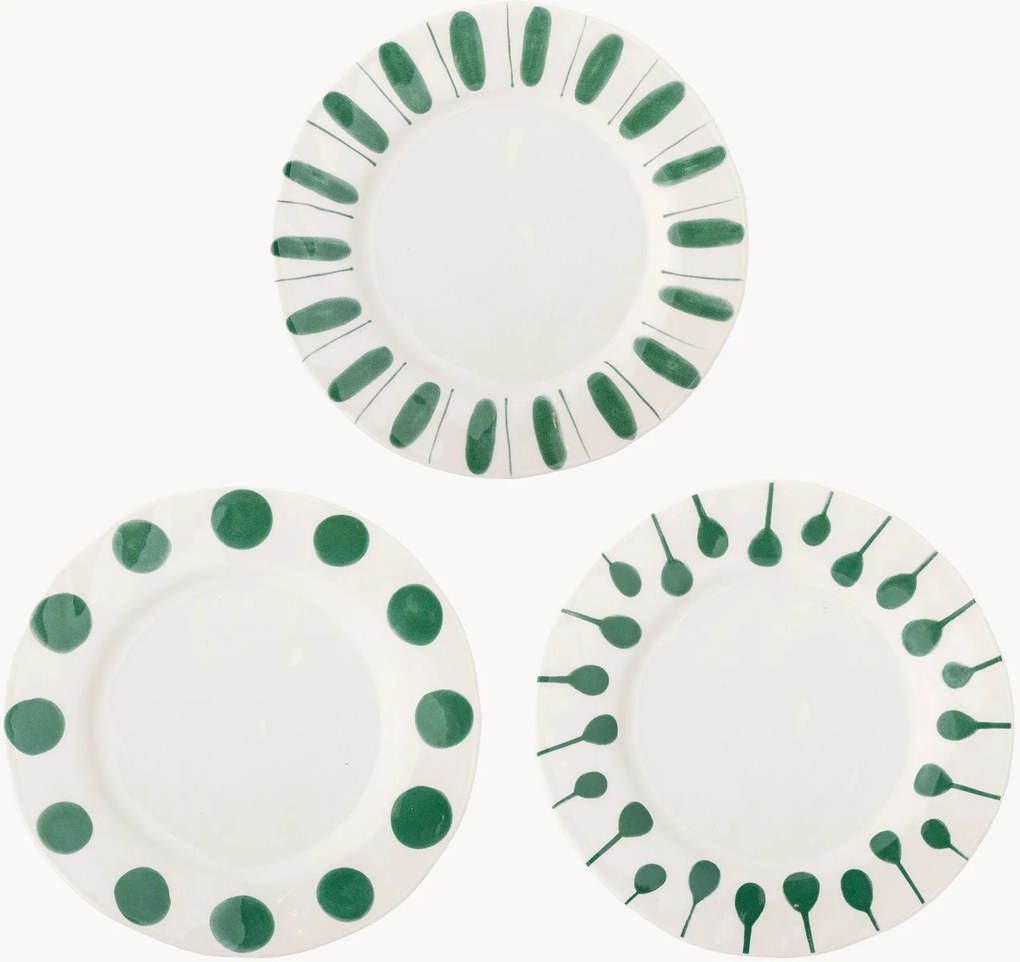 Pratos de jantar pintados à mão Linora, conjunto de 3