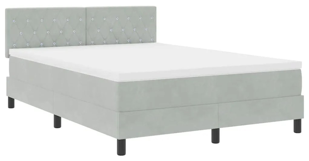 Cama Box Spring com Colchão VidaXL Cinza Claro 140x190 cm Veludo