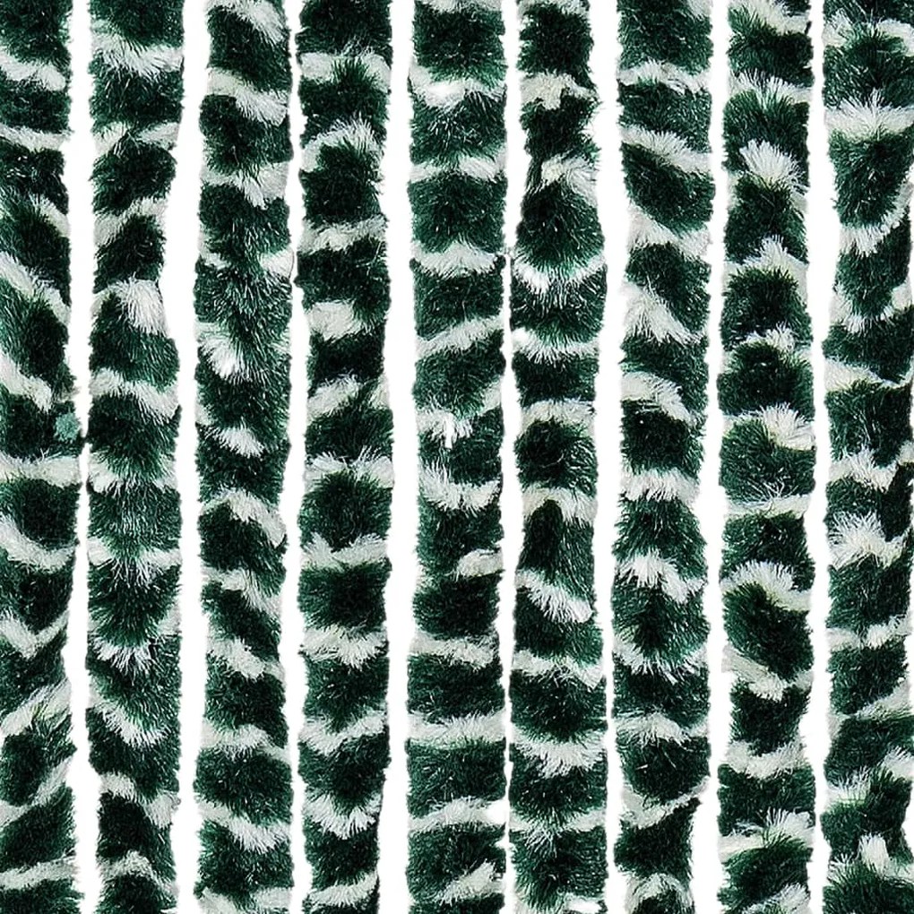 Cortina anti-insetos 56x200 cm chenille verde e branco