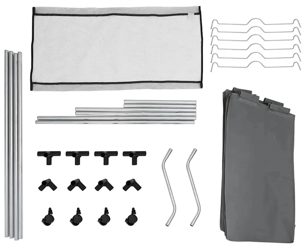 Cesto para roupa suja com rodas 3 compartimentos cinzento