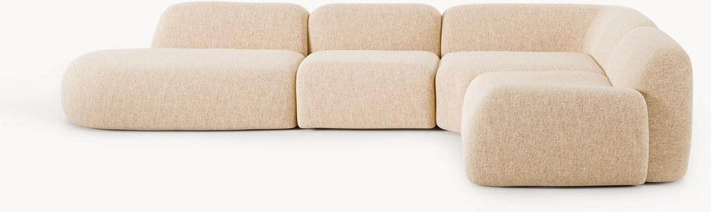 Sofá de canto modular XL em bouclé com chaise longue Wolke