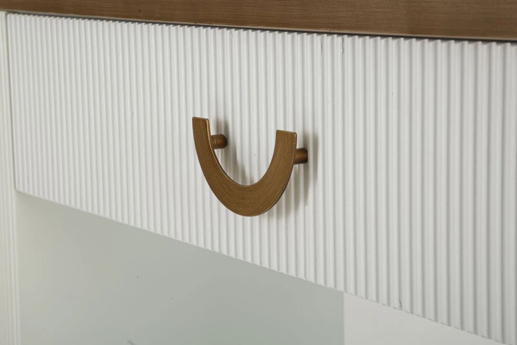MESA CONSOLA TOLOSA 121X40X78 CM BRANCO, CASTANHO E DOURADO