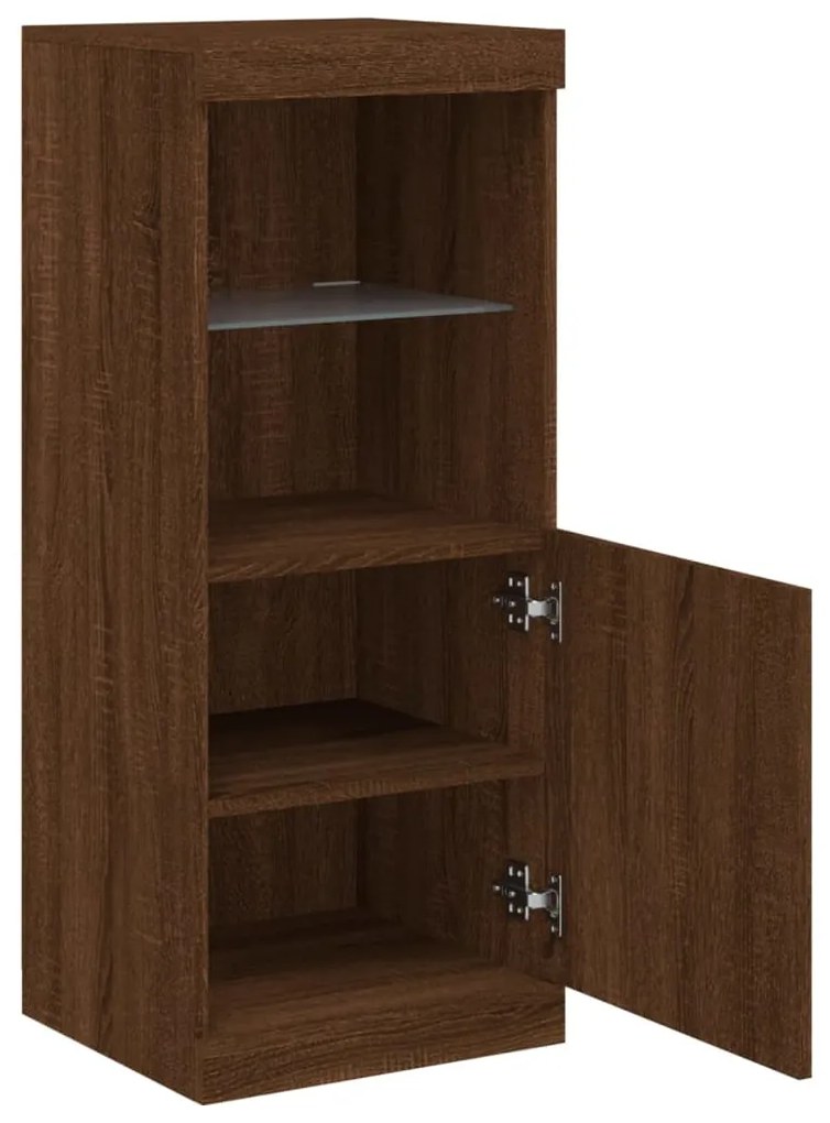 Aparador com luzes LED 41x37x100 cm carvalho castanho