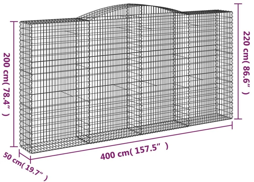 Cestos gabião arqueados 5pcs 400x50x200/220cm ferro galvanizado