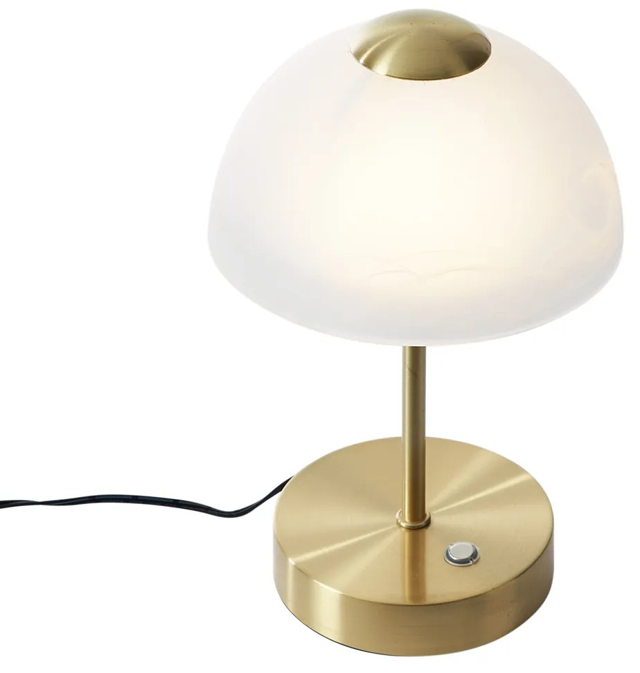 Candeeiro de Mesa Design Dourado com Vidro Opalino incl. LED Regulável - Joya Design