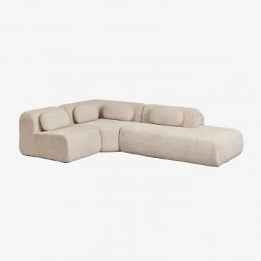 Sofá Modular De Canto Em Chenille De 3 Peças Com Chaise Longue Direita Embalado A Vácuo Mérida Chenille Grossa Bege Tapioca - Sklum