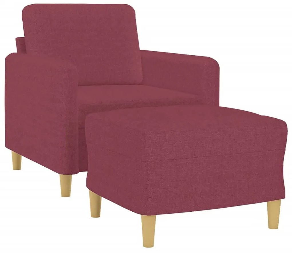 Poltrona com apoio de pés 60 cm tecido vermelho tinto