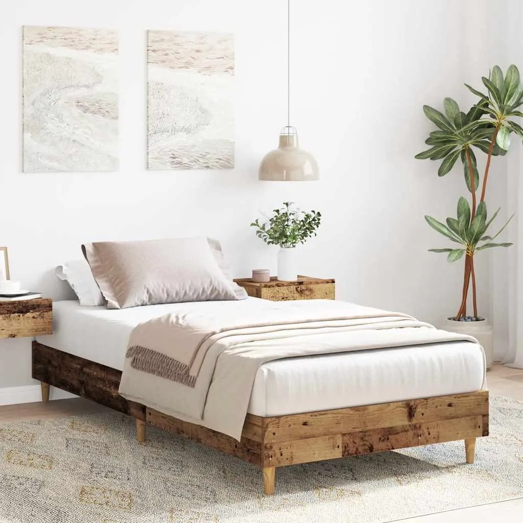 Estrutura de cama sem colchão 90x190 cm madeira velha
