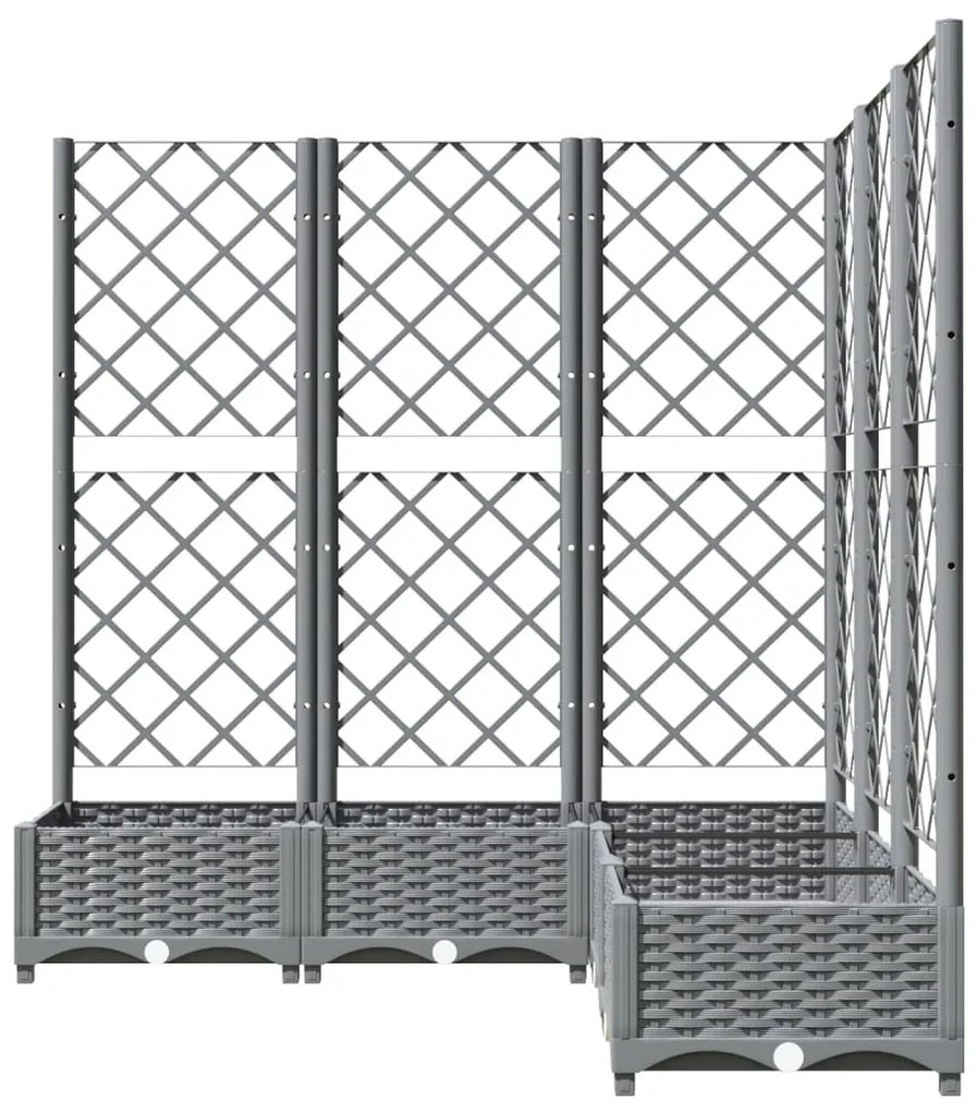 Vaso/floreira jardim c/ treliça 120x120x121,5 cm PP cinza-claro