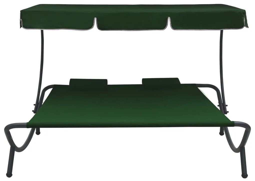Espreguiçadeira com toldo e almofadas verde