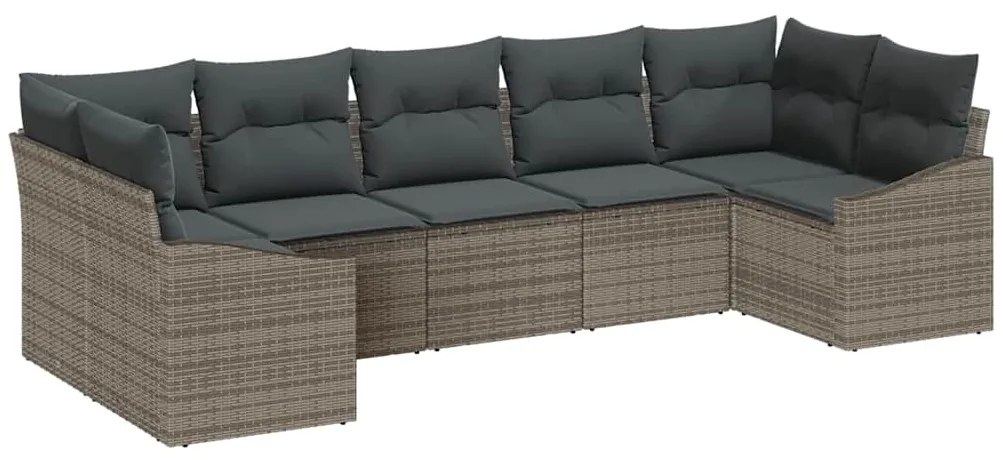 Conjunto de Jantar de Jardim de 7 Peças com Almofadas - Rattan Poliést