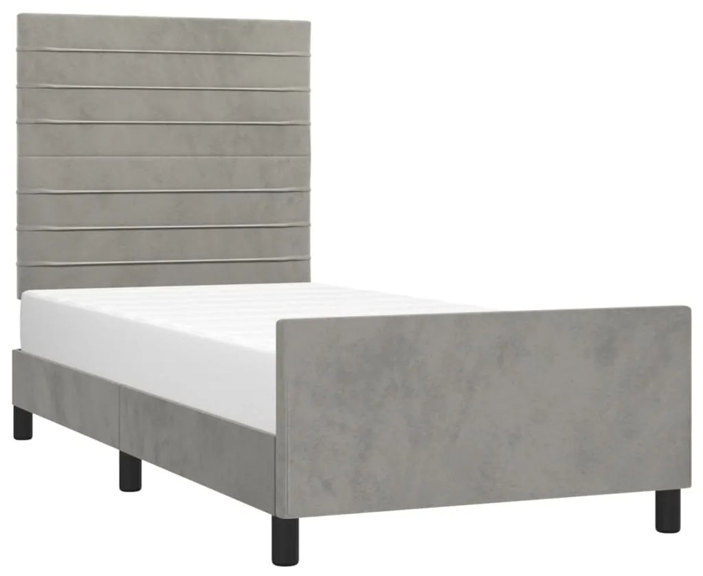Estrutura de cama sem colchão 100x200 cm veludo cinzento-claro