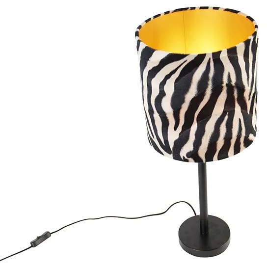 Candeeiro de mesa moderno preto com abajur de zebra 25 cm - Simplo Moderno