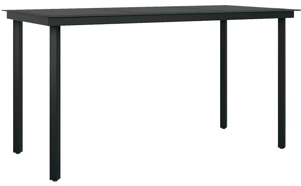 Conjunto de jantar jardim 5 peças almofadas vidro vime PE preto