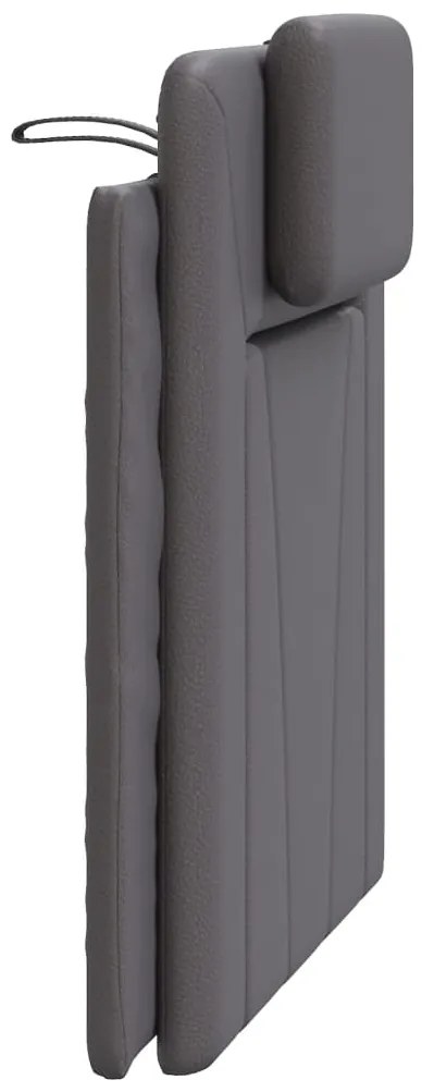 Almofadão de cabeceira 80 cm couro artificial cinzento