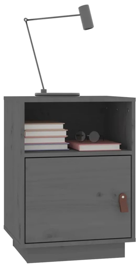 Mesas de cabeceira 2 pcs 40x34x55 cm pinho maciço cinza