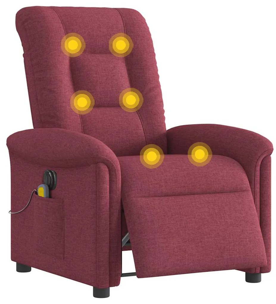 Poltrona reclinável de massagens elétrica tecido vermelho tinto