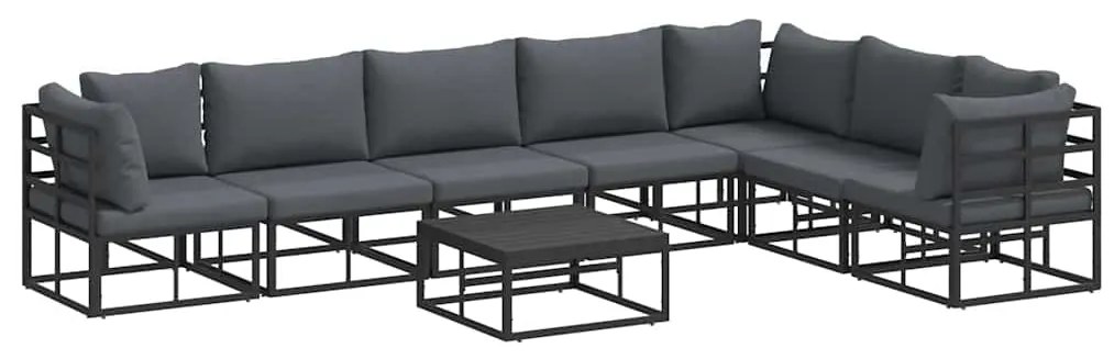 Conjunto de Sofá de Jardim 8 pcs Preto 70 x 70 x 32 cm Alumínio