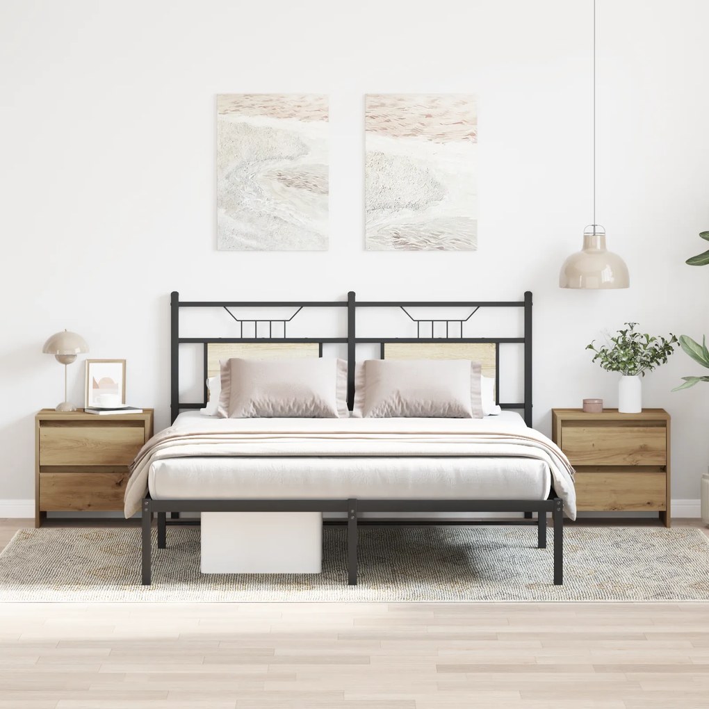 Cabeceira de cama vidaXL 2 pcs Carvalho Artesanal 45x34x44,5 cm Madeira Engenharia