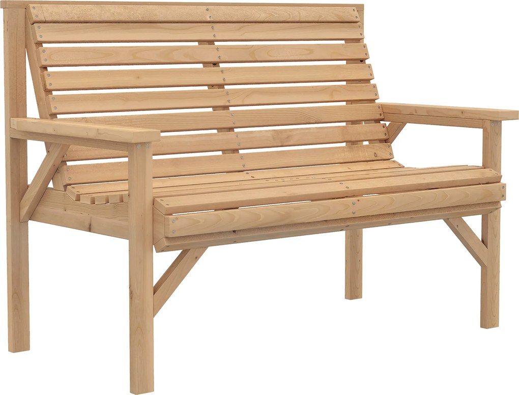 Outsunny Banco de jardim 2 lugares em madeira, banco de ripas com apoio de braços e encosto, mobiliário exterior para varanda, terraço, jardim | Aosom Portugal