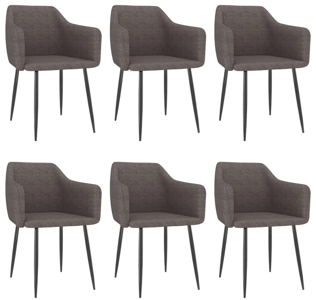 vidaXL Cadeiras de jantar 6 pcs tecido cinzento-acastanhado
