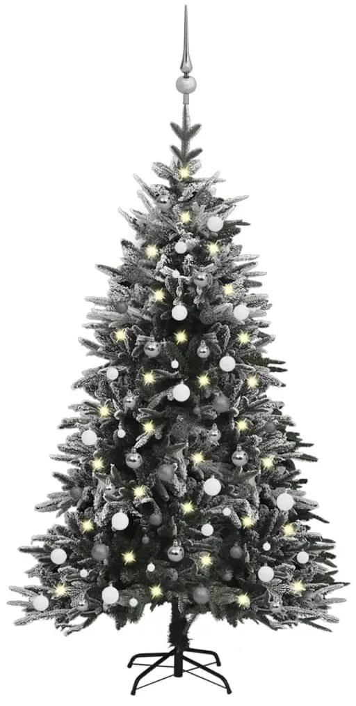 Árvore de Natal artificial c/ luzes LED/bolas/neve PVC/PE 180cm