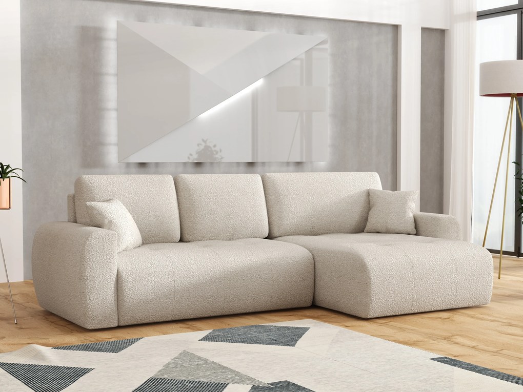 Sofá de canto Calexico 101, Cama com arrumação, 250x142x87cm, 91 kg, Pernas: Plástico