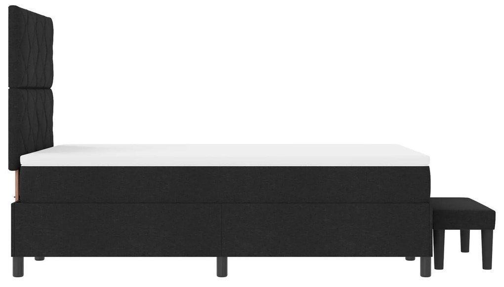 Cama Box com colchão e banco preto 120x200 cm tecido