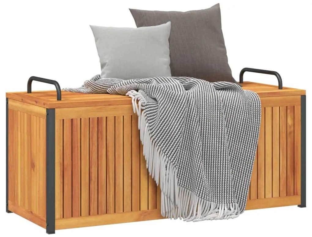 Caixa almofadões de exterior 110x45x42/53 cm acácia maciça/aço