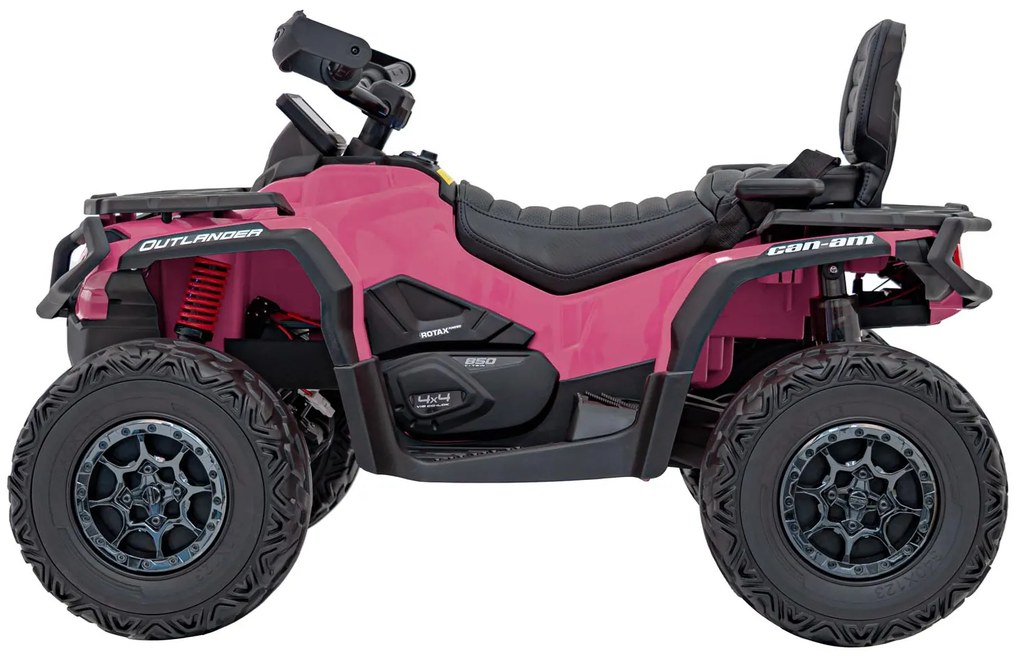 Moto 4 elétrica para Crianças 3 a 7 anos*, 24 V 4x4 Can Am Outlander ATV, RodasEspuma EVA, Assento couro ecológico Rosa