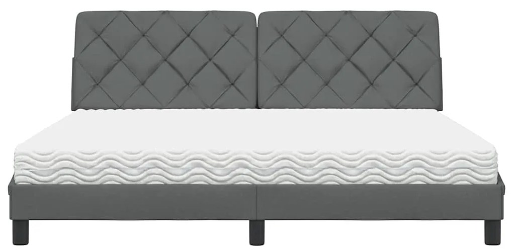 Cama com colchão 180x200 cm tecido cinzento-escuro