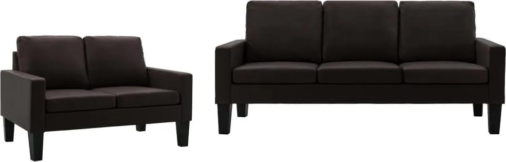 2 pcs conjunto de sofás couro artificial castanho