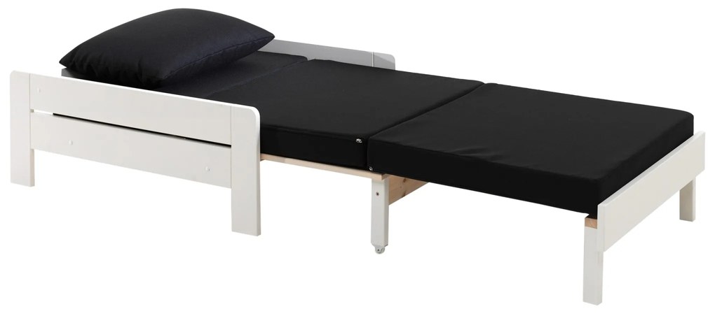 Conjunto Cama alta de Criança PINO 90 x 200 cm + Estrado + Estante Livros + Sofá cama Branco