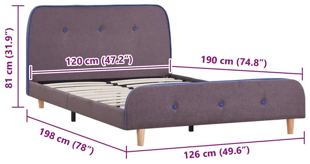 Estrutura de cama sem colchão 120x190 cm tecido