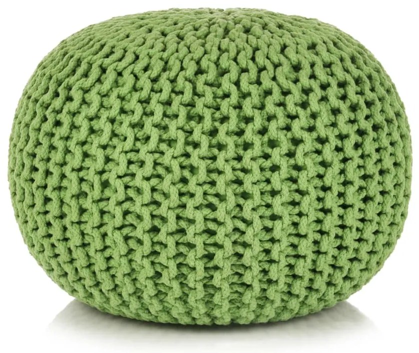vidaXL Pufe tricotado à mão algodão 50x35 cm verde