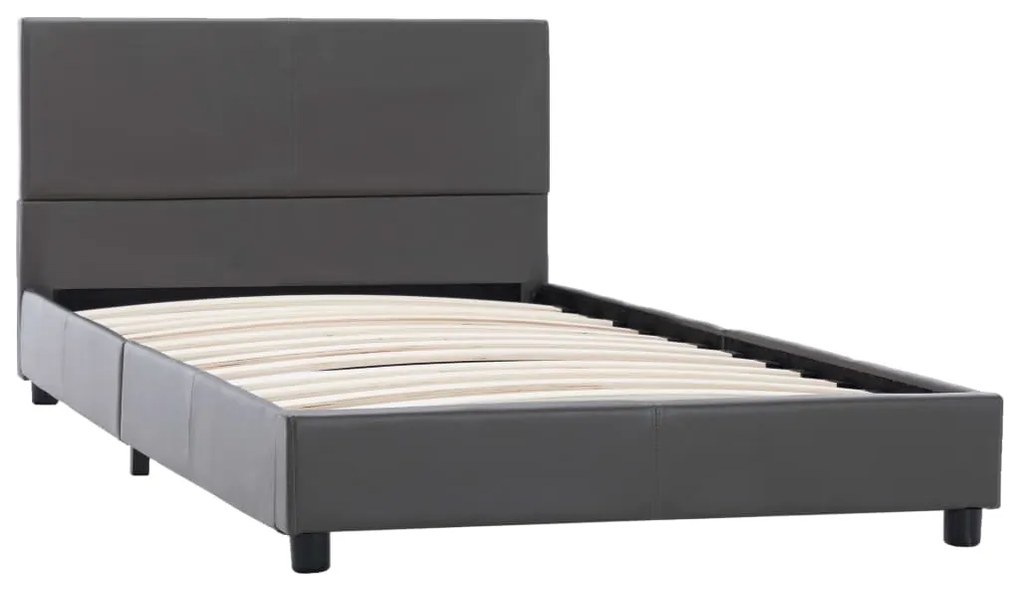 Estrutura de cama 90x200 cm couro artificial cinzento
