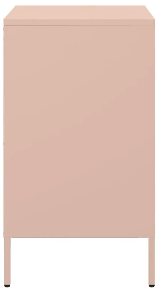 Mesas de cabeceira 2 pcs 36x39x68 cm aço rosa