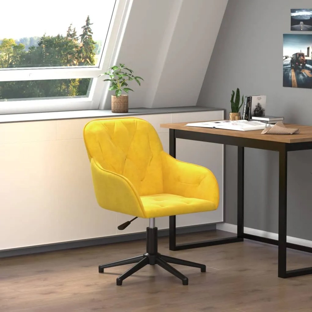 344863 vidaXL Cadeira de escritório giratória veludo amarelo