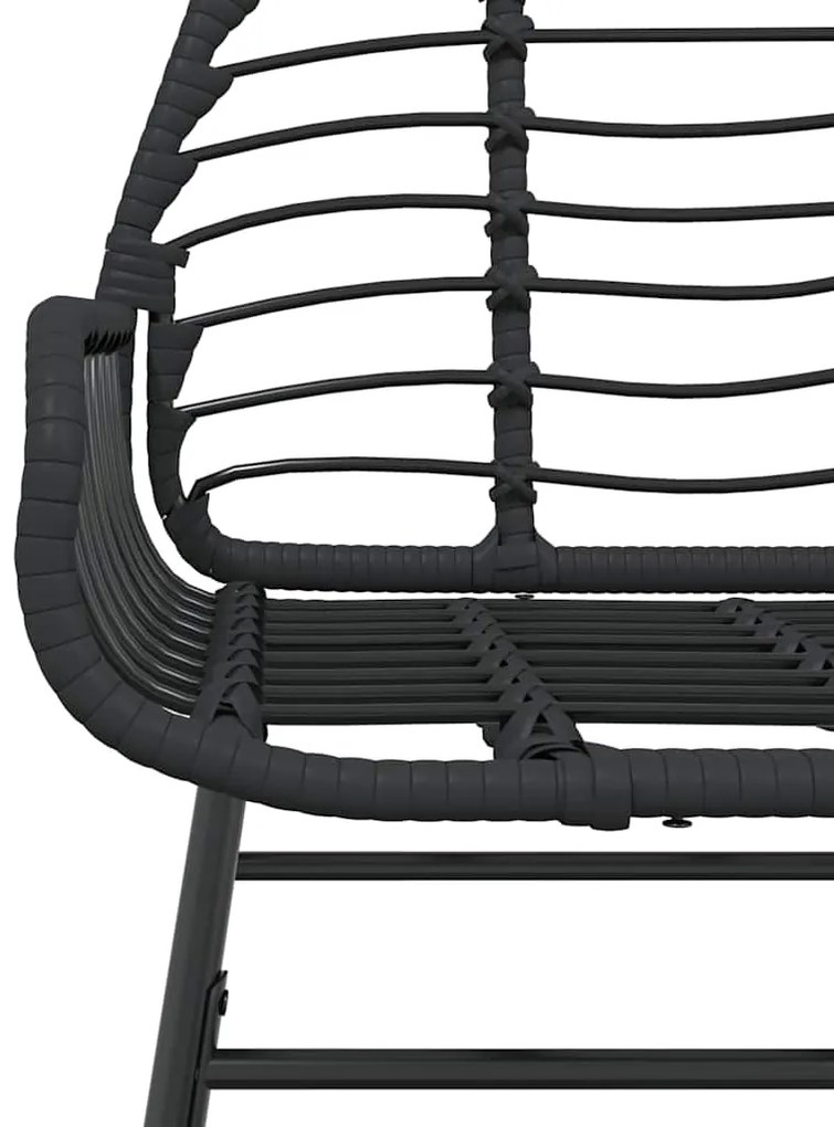 Conjunto de jantar jardim 5 peças vidro vime PE preto