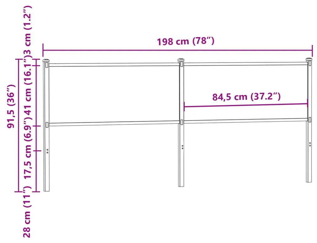 Cabeceira de cama 190 cm derivados madeira/aço carvalho sonoma