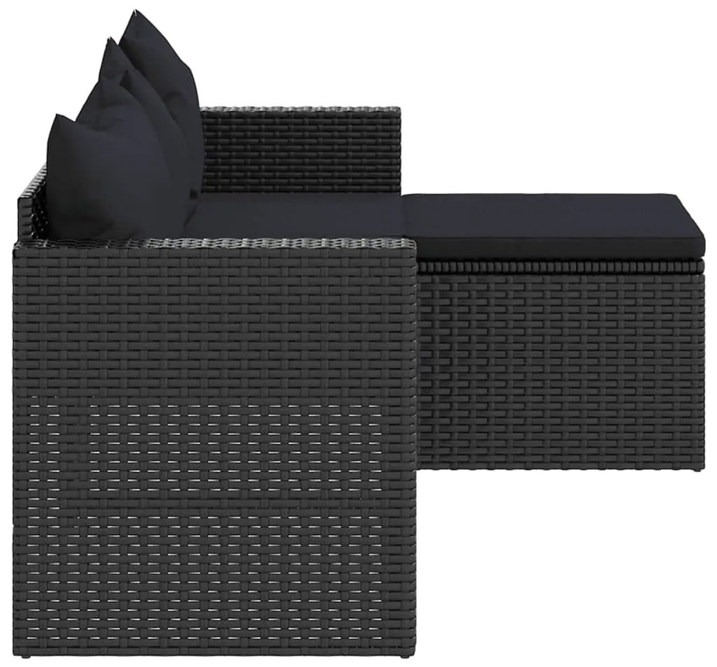 Conjunto lounge de jardim vime PE preto