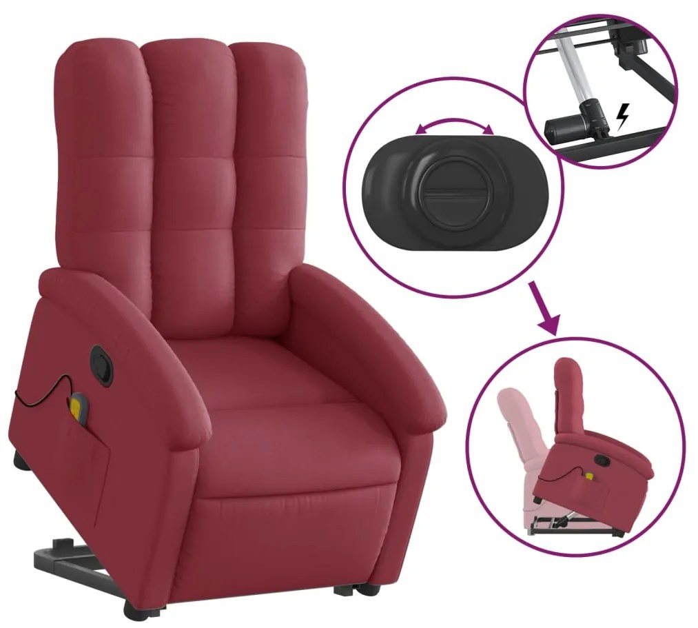Poltrona de massagens reclin. elevatória tecido vermelho tinto