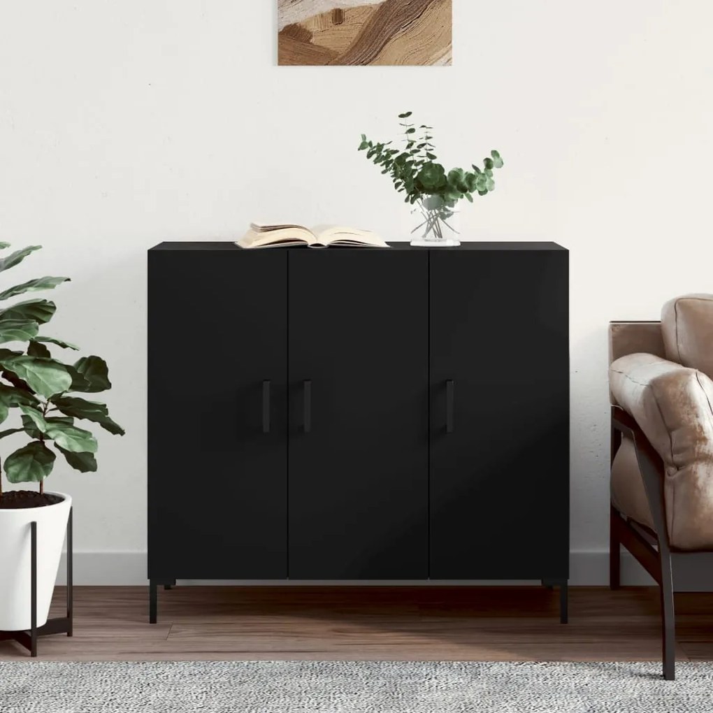 vidaXL Aparador 90x34x80 cm derivados de madeira preto